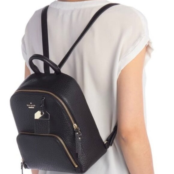 Kate Spade Textured Black Backpack with Gold Accents - Picture 7 of 8